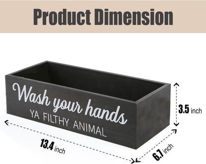 Skiennix Rustic Bathroom Decor Box - Farmhouse Toilet Paper Basket with Dual-Sided Signs | Black