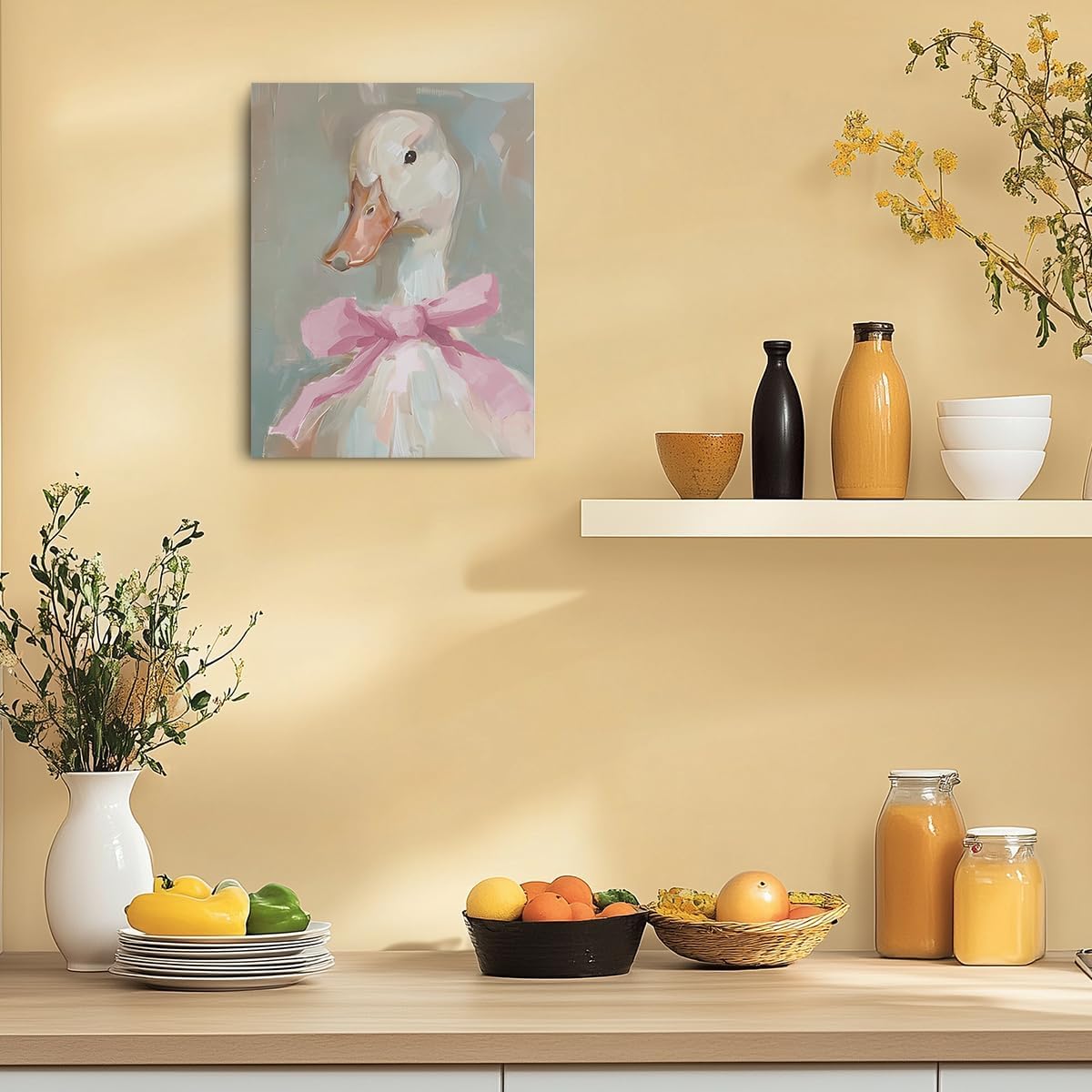 Skiennix Cute Duck Canvas Wall Art - Framed Aesthetic Decor for Animal Lovers | 11.5x15 In