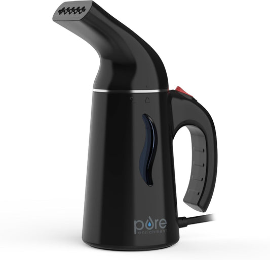 Pure Enrichment Portable Fabric Steamer - Handheld Travel Steamer for Wrinkle Removal | Fast-Heating, Lightweight, Auto Shut-Off (Black)