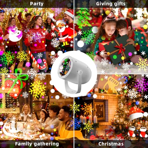 Christmas Projector Lights 2-Pack with 9 Dynamic Snowflake & Holiday Patterns - USB Powered, Indoor & Outdoor Decor