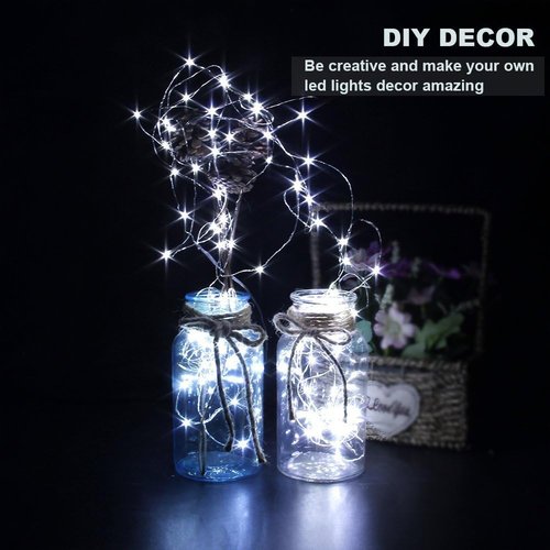 CYLAPEX Fairy String Lights - 6 Pack Cool White LED Firefly Lights | 3.3ft Silvery Copper Wire for Christmas & Party Decor
