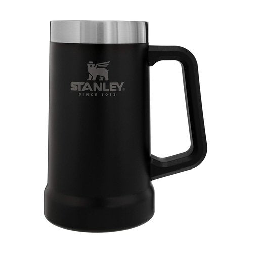 STANLEY Stay-Chill Beer Stein 24 oz | Heavy Duty Big Grip Handle | Beer Tumbler Drink Cup, Holds 2 Cans | Insulated Stainless Steel Party Mug | BPA-Free | Matte Black