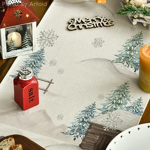 Blue Snowman Xmas Table Runner 13x108 Inch Christmas Holiday Home Decor