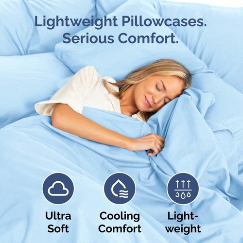 King Pillow Cases by Ultra Soft | Hotel Quality, Wrinkle-Free & Fade Resistant - 8 Piece Set in Light Blue
