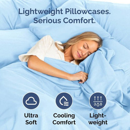 King Pillow Cases by Ultra Soft | Hotel Quality, Wrinkle-Free & Fade Resistant - 8 Piece Set in Light Blue