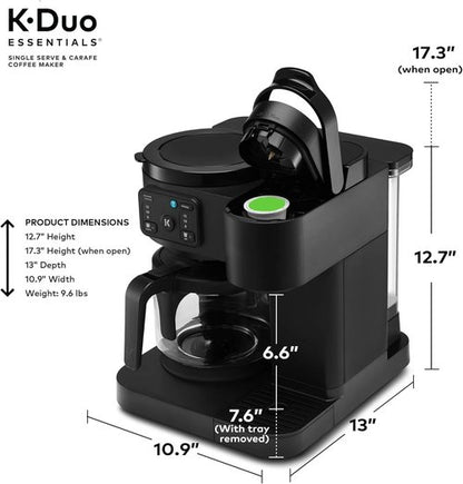 K-Duo Essentials Coffee Maker - Hot & Iced Brewing with 12-Cup Carafe, 72 oz Reservoir, Pause & Pour Feature