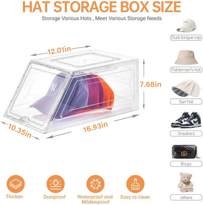 Skiennix Hat Organizer - Large Clear Baseball Cap Holder with Sliding Drawer | 2 Pack, Holds 12 Hats