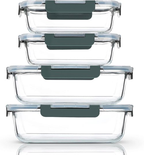 M MCIRCO Glass Food Storage Containers Set - Extra Large 80 oz & 36 oz, Airtight & Versatile for Microwave, Oven, Freezer