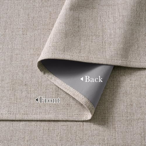 Blackout Linen Curtains 42W x 48L - 2 Panels, Rustic Farmhouse Style
