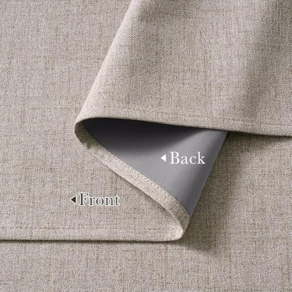 Blackout Linen Curtains 42W x 48L - 2 Panels, Rustic Farmhouse Style