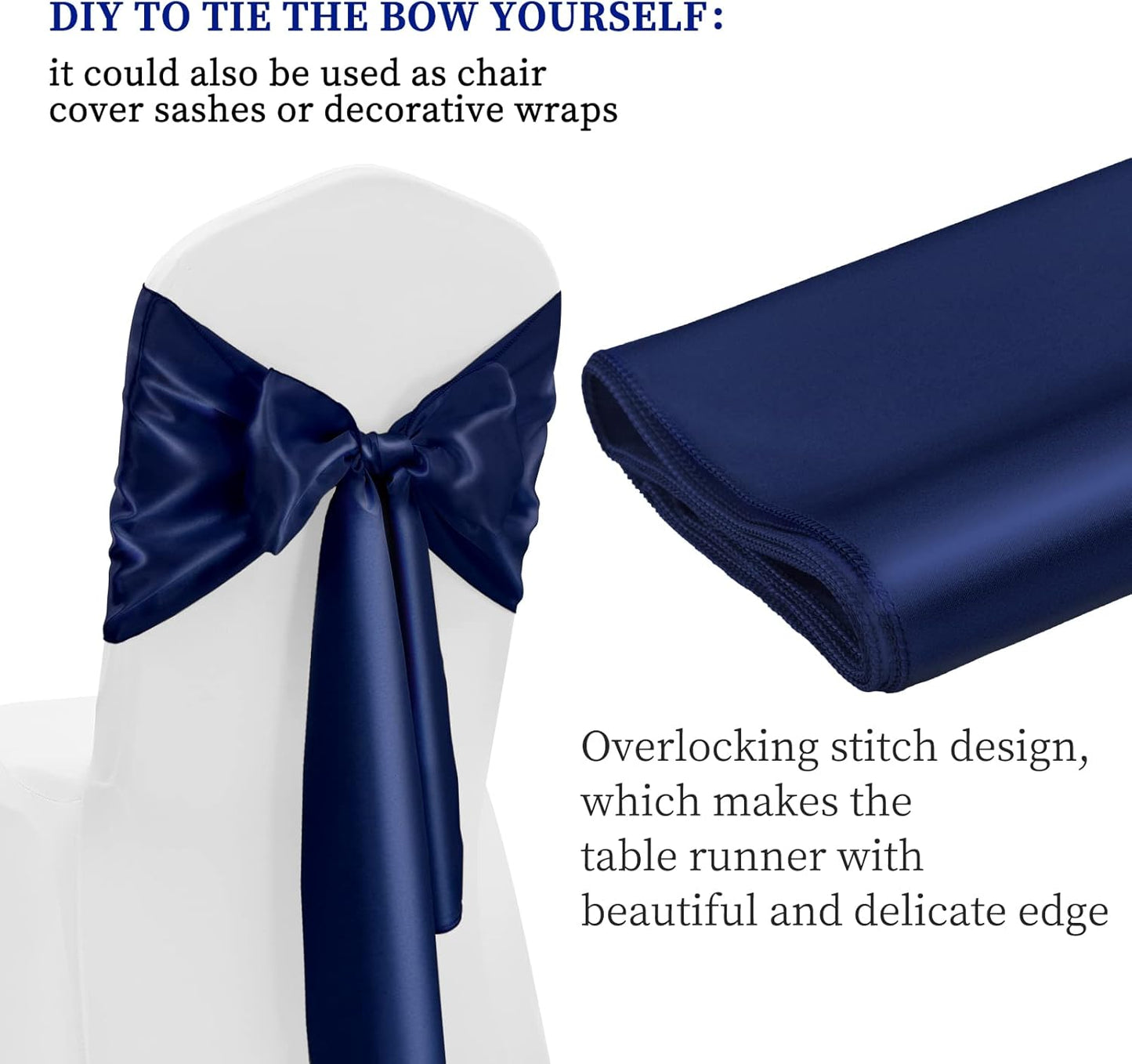Skiennix Navy Blue Satin Table Runners - 12 Pack | 12 x 108 Inch for Weddings & Events