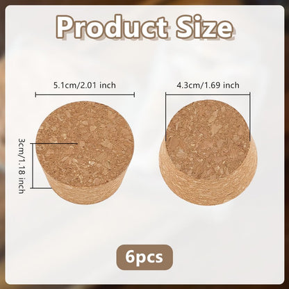 OLYCRAFT 6Pcs Large Cork Stoppers 1.7-2 Inch Cork Bottle Stoppers Tapered Corks Plugs Corks Canning Jar Lids Wood Tapered Plugs Wooden Taper Stopper for Kitchen Mason Jars Wedding Favor Canning