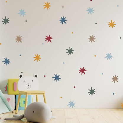 Colorful Dots & Stars Wall Decals Set for Nursery - 240 Pcs, Peel & Stick, Removable (Variation: Colorful+Dots)
