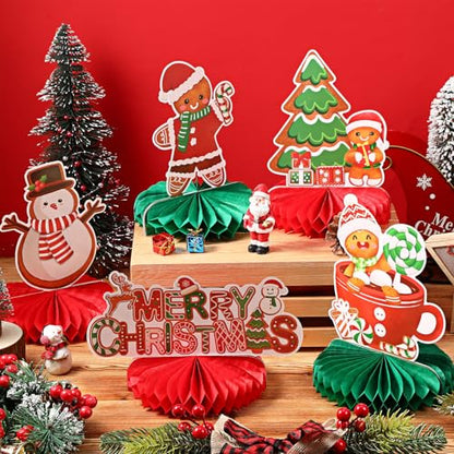 12 Pack Gingerbread Honeycomb Centerpieces for Christmas Party Decor