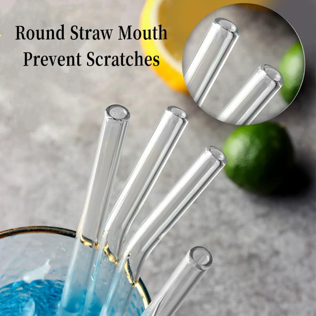 Stanley Replacement Glass Straws - Reusable Straws with Covers & Cleaning Brush | 12 PCS Set