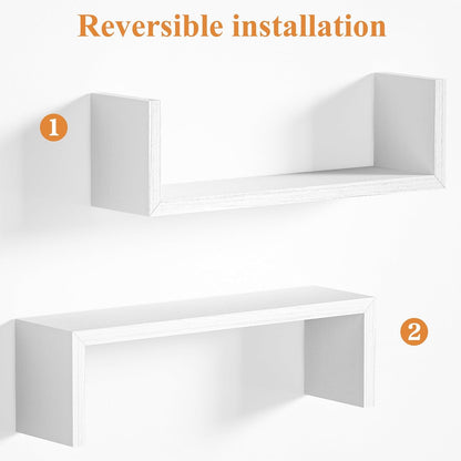 SRIWATANA Floating Wall Shelves - Set of 5 Wood Shelves for Home Decor | Versatile for Bathroom, Bedroom, Kitchen, Office (Washed White)