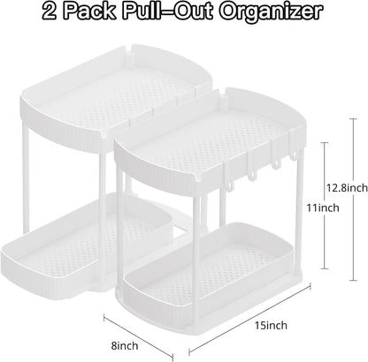 Ukeetap Multi-Purpose Pull-Out Storage Organizers - Under Sink & Cabinet, 12.8 Inch, White