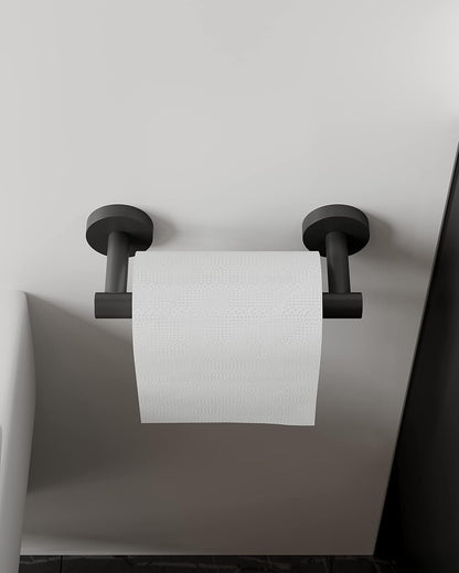 Ruacq Matte Black Toilet Paper Holder - Double Post Pivoting Design | Modern SUS 304 Stainless Steel Wall Mounted