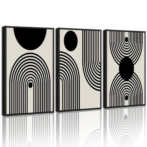 Drsoum 11x14in Black Abstract Boho Framed Wall Art Decor Bohemian Canvas Prints Ready To Hang - Black Framed