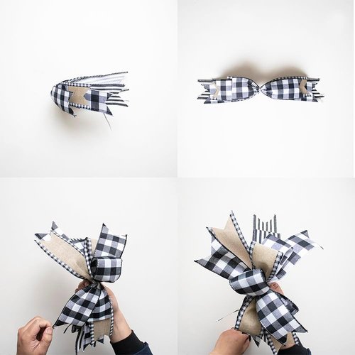 Buffalo Plaid Wreath Bow - Rustic Farmhouse Front Door Decoration | Perfect for Seasonal Decor