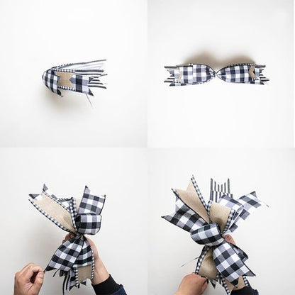 Buffalo Plaid Wreath Bow - Rustic Farmhouse Front Door Decoration | Perfect for Seasonal Decor