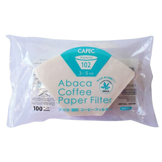 CAFEC Abaca trapezoid paper filter for 3-5 cups 100pcs/pack |Disposable Pour-Over Drip Coffee Paper Filter made of Eco-Friendly Refined Virgin Pulp for Better Tasting Brewing Pour Over Dripper (White)