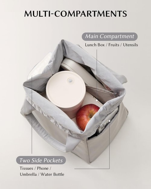 Eachy Insulated Lunch Box - Reusable Tote Cooler Bag for Work, Travel, Camping & Picnics