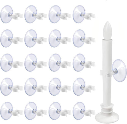 Window Candle Suction Cups Clamp - Secure Holder for Electric Candles - 20-Pack for Christmas Decor