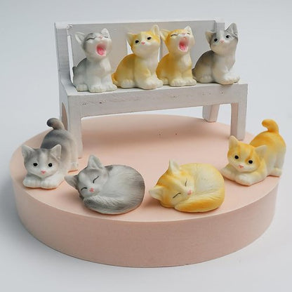 Exasinine Miniature Cat Figurines - 18 Cute Kittens for Fairy Gardens & DIY Terrarium Decor