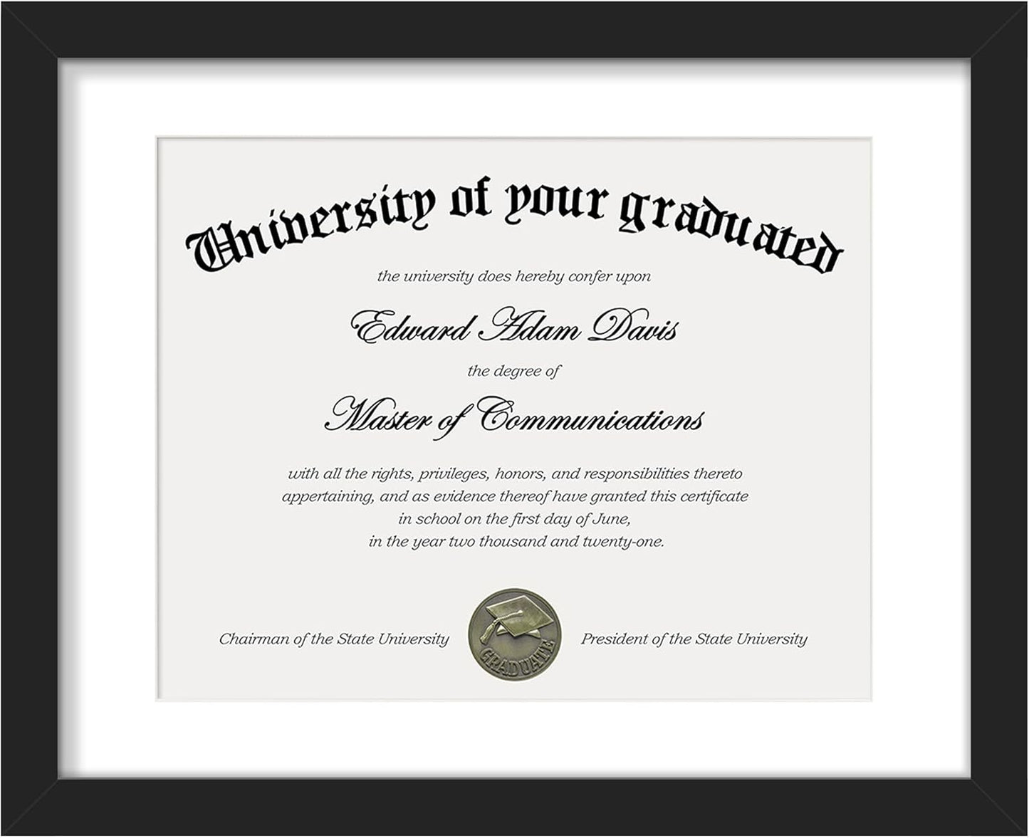 Upsimples 11x14 Diploma Frame - Clear Plexiglass Display for 8.5x11 Certificates | Black, 1 Pack