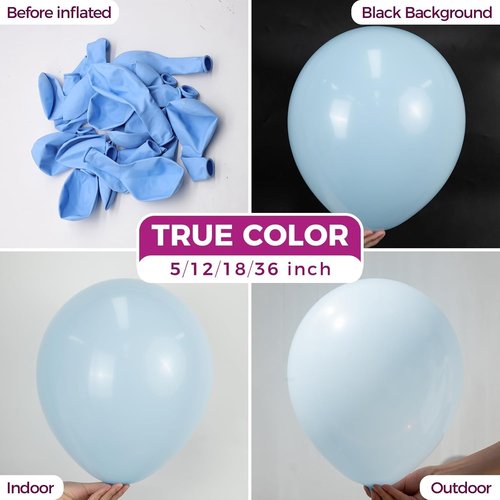 Bezente Pastel Blue Latex Balloons - 100 Pack 12-Inch Round Helium Balloons for Weddings & Parties