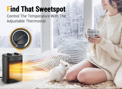 Skiennix 1500W Electric Space Heater - Portable Ceramic Heater with Thermostat & Fast Heating | Ideal for Bedroom & Office