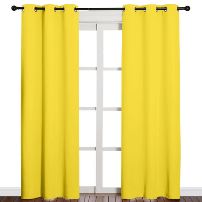 NICETOWN 84 inches Curtains for Office and Theater, Thermal Insulated Solid Grommet Drapes for Living Room (Bright Yellow, 1 Pair, 42 inches Wide)