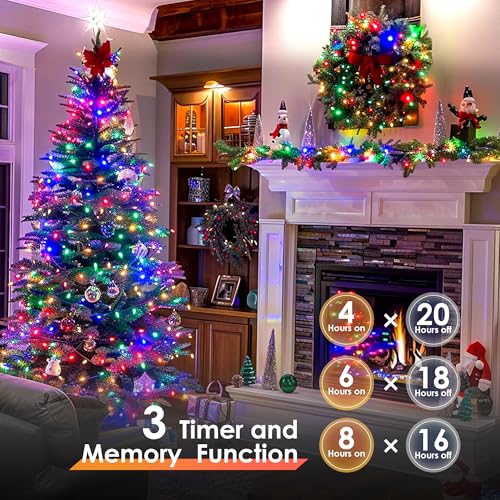 Multicolored Christmas String Lights 1200 LED 394FT Waterproof with 8 Modes & Timer