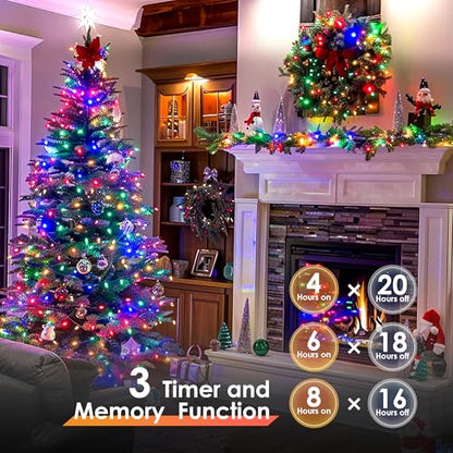 Multicolored Christmas String Lights 1200 LED 394FT Waterproof with 8 Modes & Timer