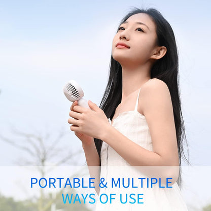 Skiennix Mini Portable Fan - Lightweight Handheld Battery Operated Fan with 3 Speeds | USB Rechargeable, 2 Pack