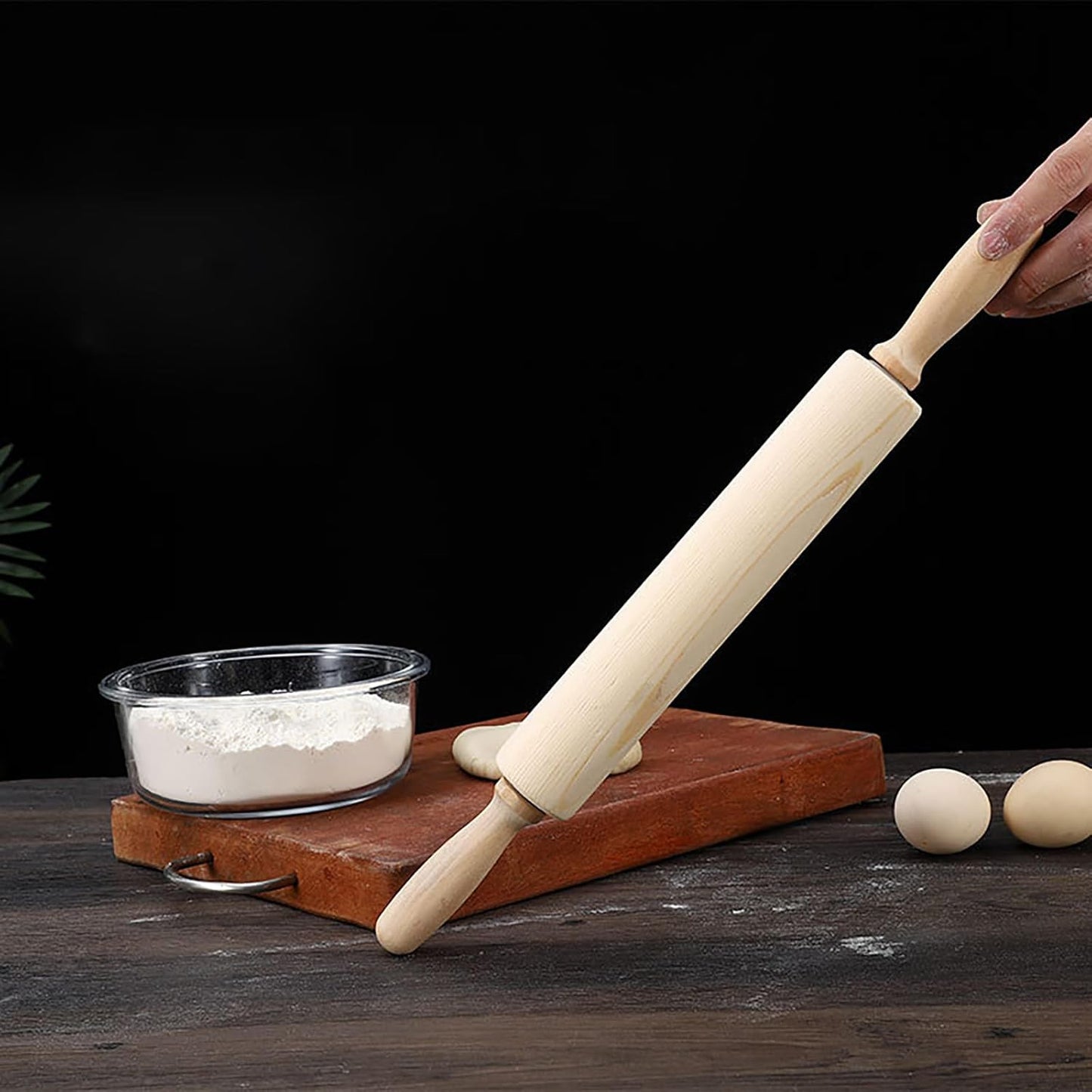 Skiennix 13.8 Inch Wooden Rolling Pin - Perfect for Kneading Dough for Bread, Pizza, Cookies & Noodles