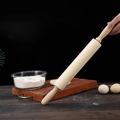 Skiennix 13.8 Inch Wooden Rolling Pin - Perfect for Kneading Dough for Bread, Pizza, Cookies & Noodles