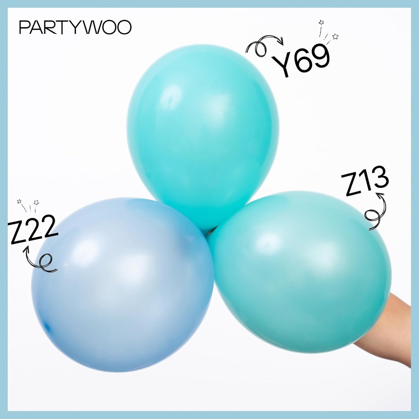 PartyWoo Pearl Teal Balloons - 50 Pcs 12 Inch Aqua Blue & Dark Teal for Graduation & Parties