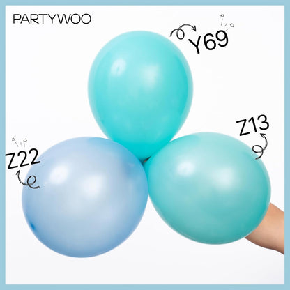 PartyWoo Pearl Teal Balloons - 50 Pcs 12 Inch Aqua Blue & Dark Teal for Graduation & Parties