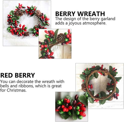 PRETYZOOM Christmas Candle Rings - 4Pcs Artificial Berry Mini Wreaths for Pillar Candles | Rustic Holiday Decor