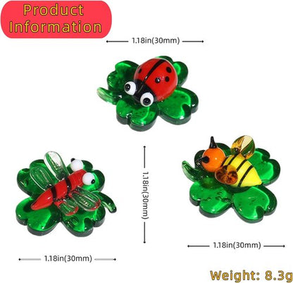 Colorful Glass Insects by 3Ca3s1 - Handmade Miniature Animal Figurines, 3pcs, Perfect Collectibles