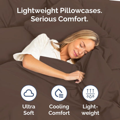 Skiennix Body Pillowcases Set of 2 | Soft, Breathable 20x54 Pillow Covers for Comfort & Support - Machine Washable (Brown)