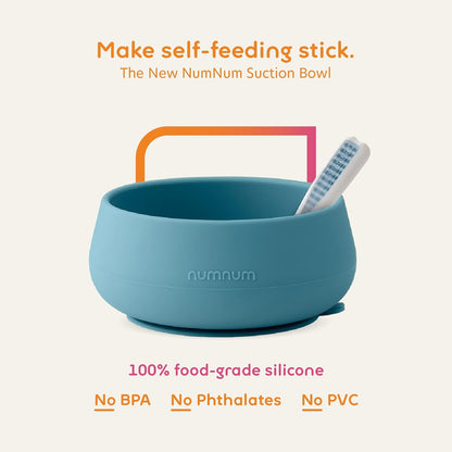 NumNum Suction Bowls - Extra Strong Non-Slip Silicone | 100% Food-Grade, BPA-Free, 2-Pack Blue/Green
