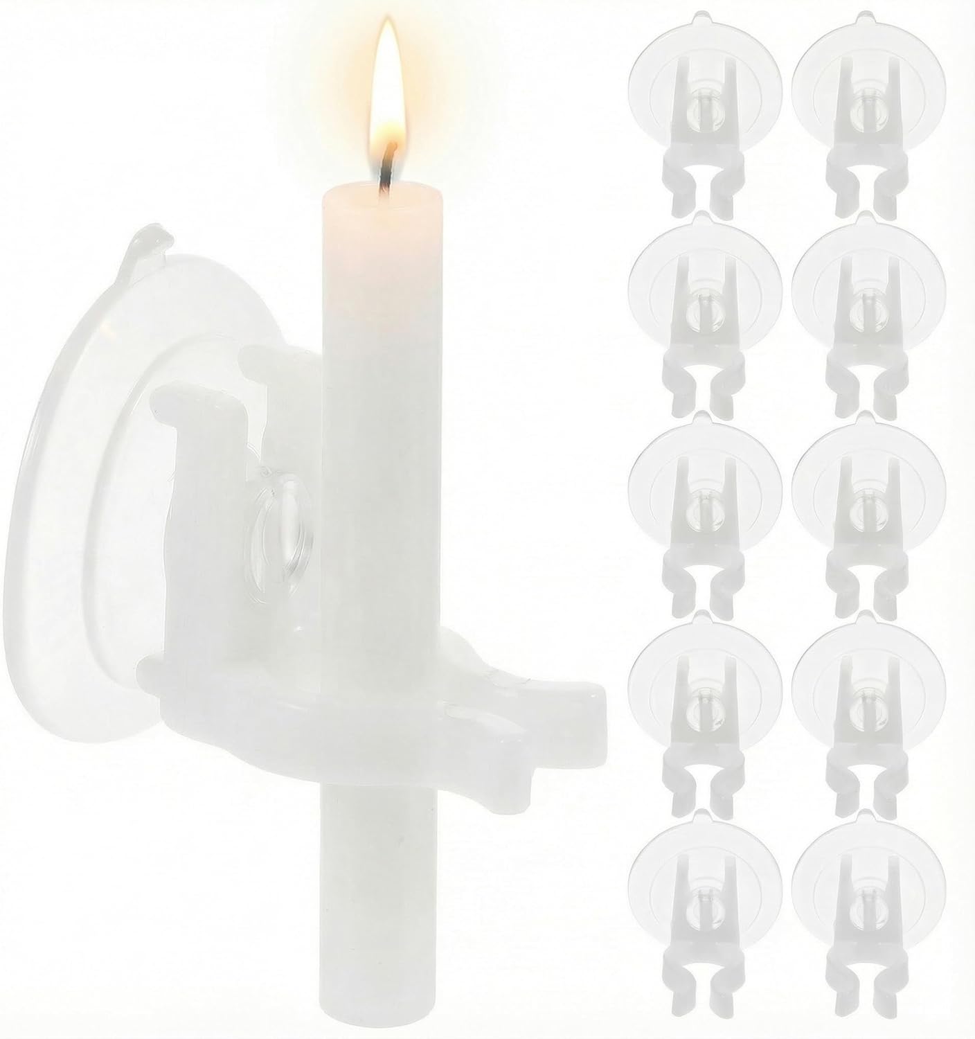 PRETYZOOM 12Pcs Window Candle Holders - Strong Suction Cups for Secure Flameless Electric Candles | Transparent PVC Clamps for Holiday Decor