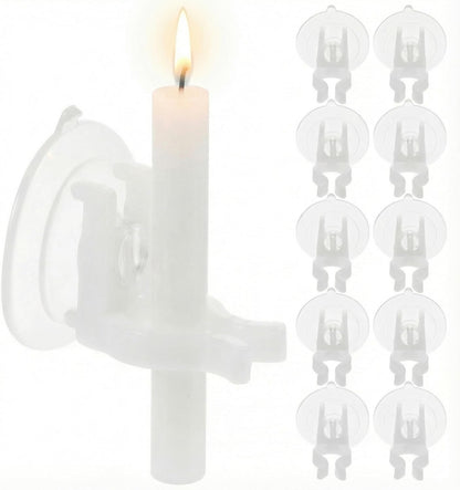 PRETYZOOM 12Pcs Window Candle Holders - Strong Suction Cups for Secure Flameless Electric Candles | Transparent PVC Clamps for Holiday Decor