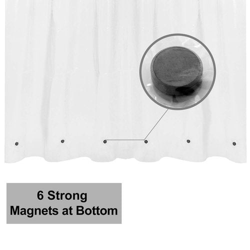 Barossa Design Longer Shower Curtain/Liner with 75 inches Height - 6 Magnets on Bottom, Heavy Duty Waterproof PEVA, PVC Free, Metal Grommets, 72x75, Clear
