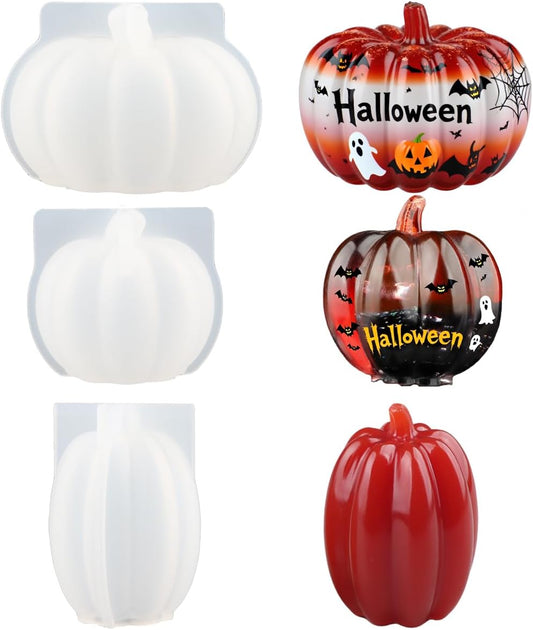 Skiennix 3D Pumpkin Silicone Molds - 3-Pack for Epoxy Resin, Soap & Candle Making | Perfect for Halloween
