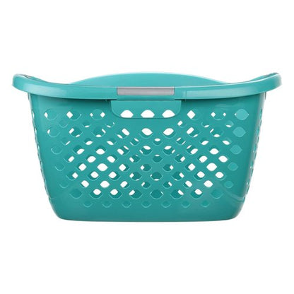 1.8 Bushel Laundry Basket, Portable Plastic Clothes Organizer with Built-In Handles, Ventilation Holes, Large Capacity Laundry Basket for Closet Dorm Laundry Room Bedroom (Teal)