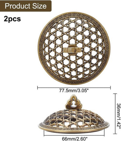 DICOSMETIC Incense Burner Cover - Classic 66mm Round Alloy Holder with Antique Bronze Finish | Lotus Design